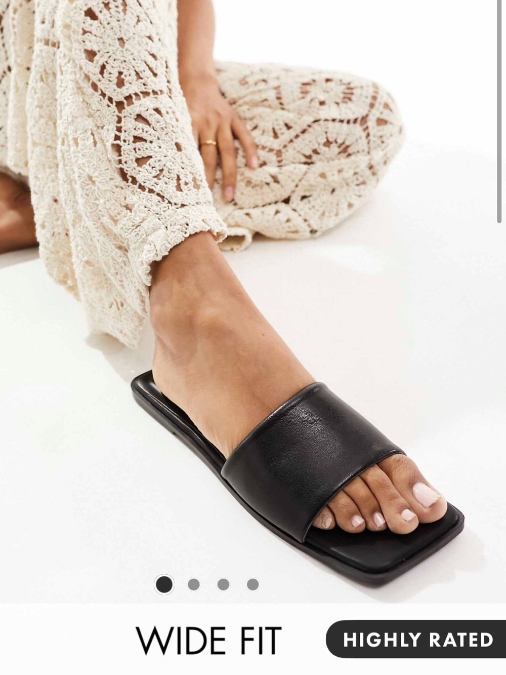 ASOS Curve Black Wide-Fit Slide Sandals